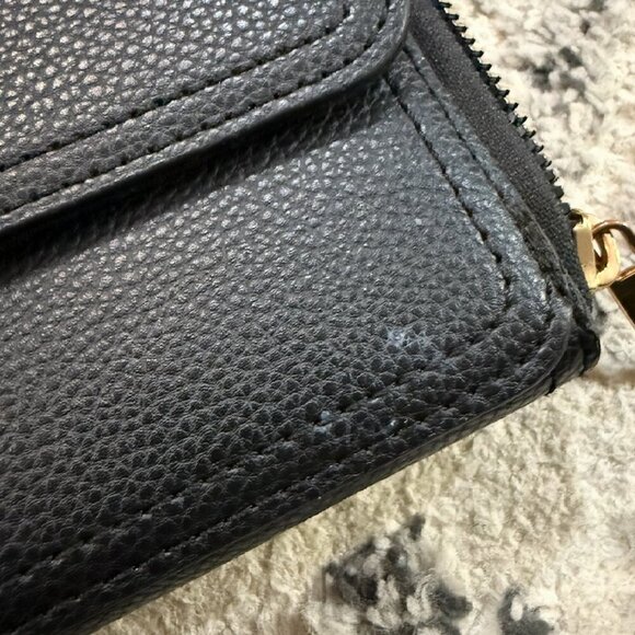 Small Black Satchel Wallet Gold Chain Purse Handbag Zipper Crossbody - Picture 10 of 10